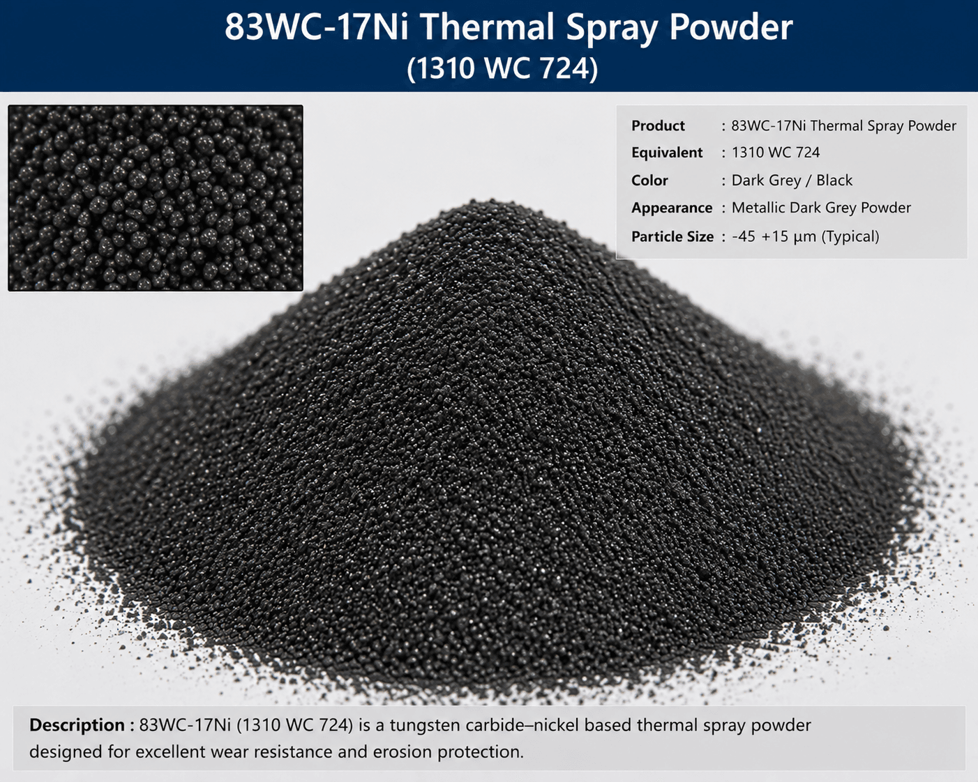 83WC-17Ni Thermal Spray Powder (1310 WC 724) 83WC-17Ni Thermal Spray Powder (1310 WC 724)
